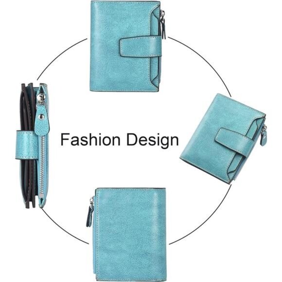 New Small Compact Women Wallet RFID Blocking Genuine Leather Bifold Purse - Picture 3 of 6